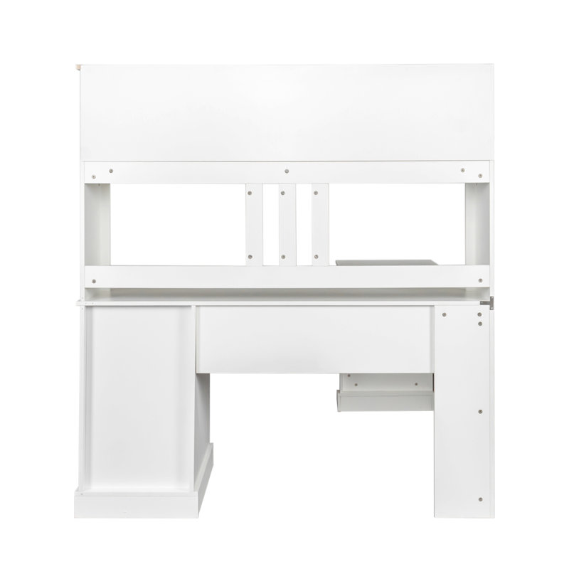 Bureau d'ordinateur à domicile avec huche, Blanc
