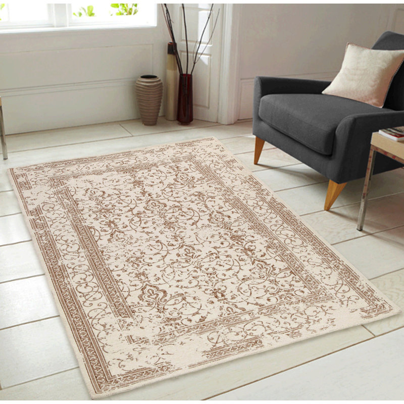 Tapis ivoire/lin/cuivre irena Oglesby, 5 pi x 7 pi