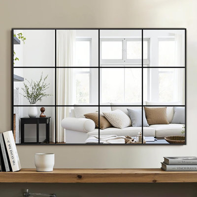 Wall Mirror, 36"X24" Window Pane For Living Room Decor, Decorative Wall Art, Large Wall For Bedroom, Hallway, Living Room