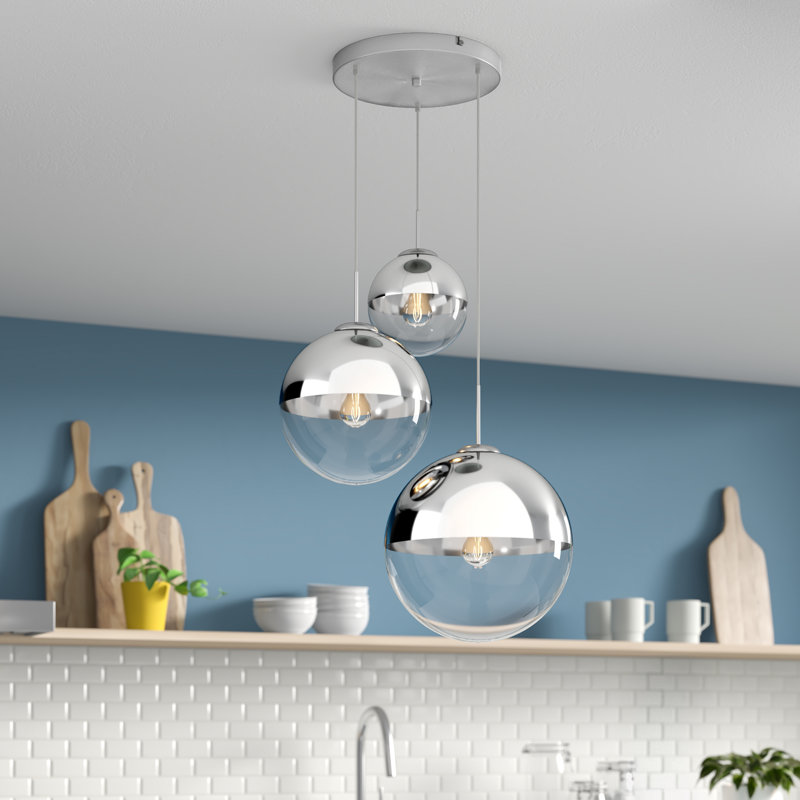 Saundra 3 - Light Matt Brushed Nickel Cluster Pendant