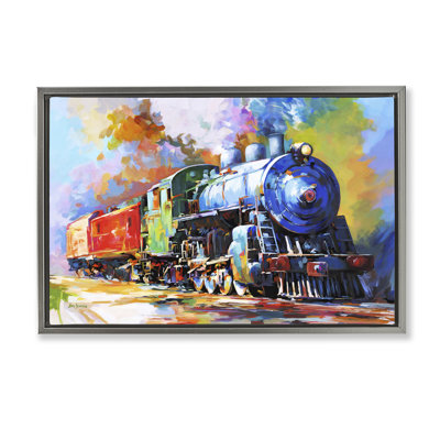 Le dernier train, toile flottante encadrée grise par Leon Devenice