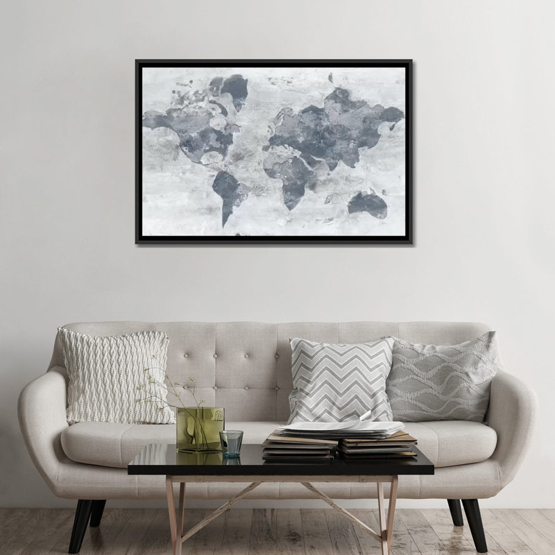«Golden World Neutral», impression sur toile, H 18 po x l 26 po x P 1,5 po, Toile avec cadre flottant noir, Pas de tapis
