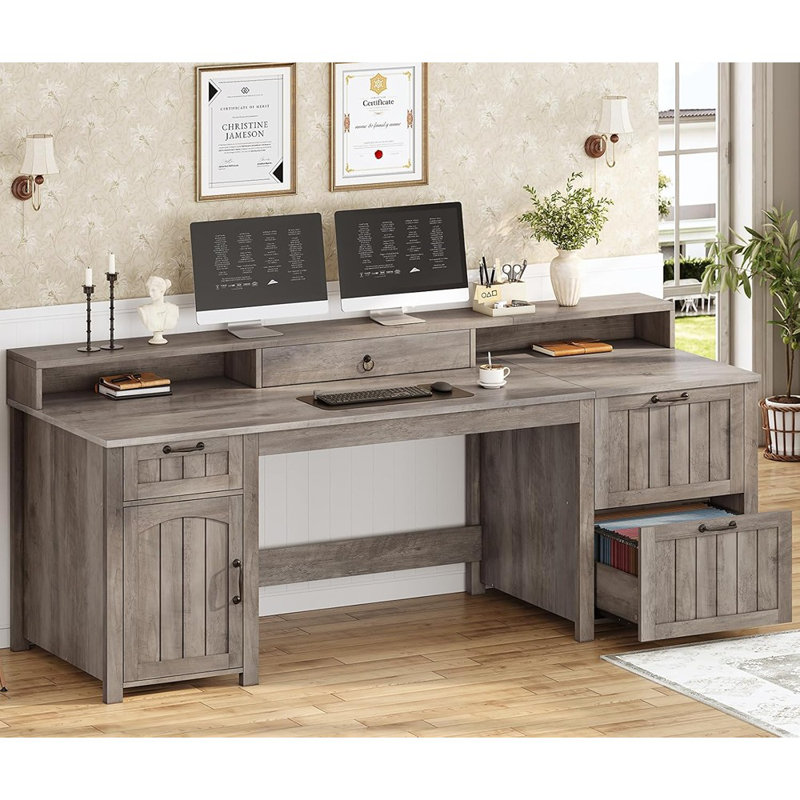 Bureau de direction Farmhouse, bureau d'ordinateur en bois 63 po