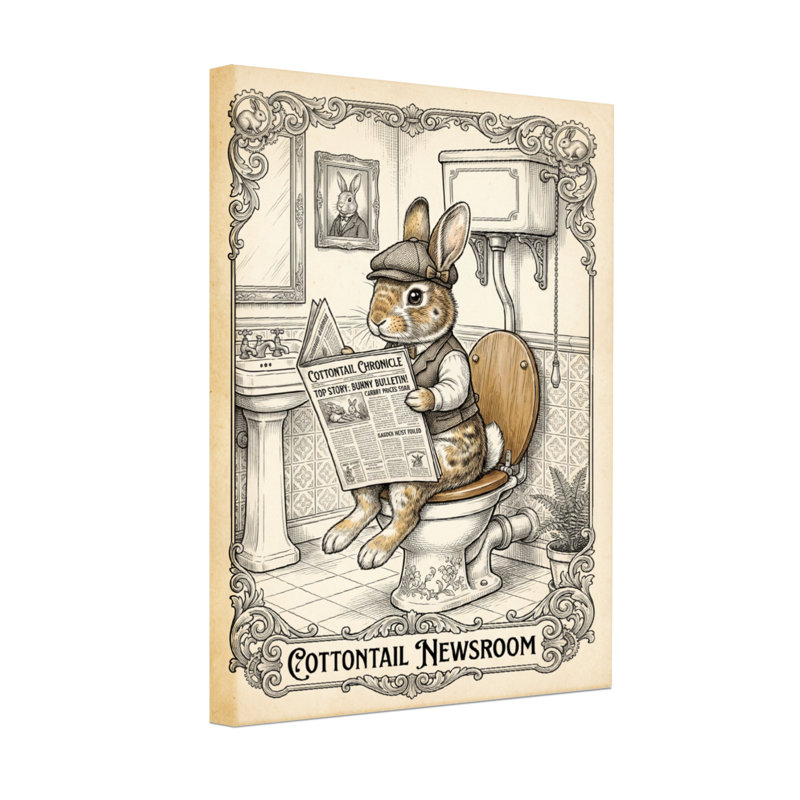 Bath & Laundry Cottontail Rabbit lisant un journal dans la salle de bain, H 24 po x l 16 po