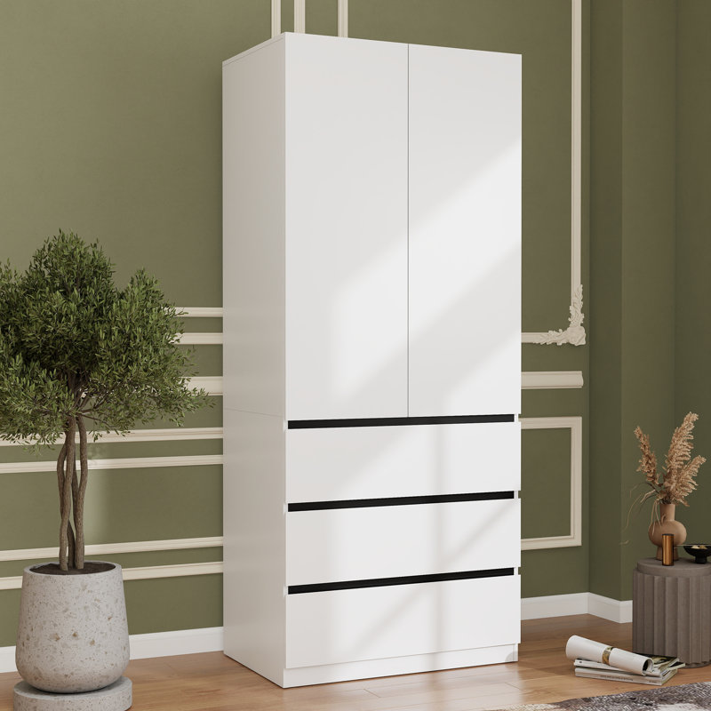 Armoire penderie avec 3 tiroirs pour la chambre à coucher Armoire