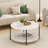 Furinno Besi 2-Tier Modern Round Coffee Table Table with Sturdy Metal Legs, Black-975641894