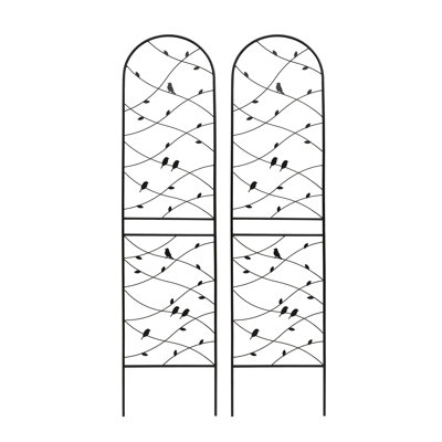 Ensemble de 2 treillis de jardin en métal 86,7 "x 19,7" antirouille pour plantes grimpantes support de fleurs extérieur noir