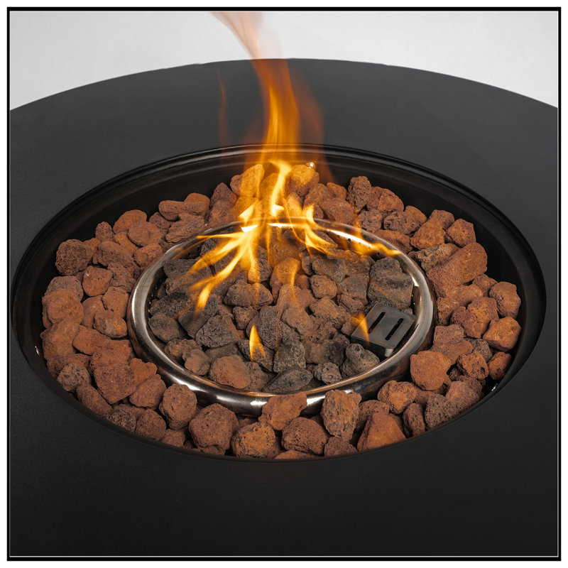 30" Propane Gas Fire Pit Table, 50000 BTU Round Steel Fire Pit For Outside Patio Deck Garden Courtyard-Black