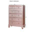 Commode de style contemporain avec bordure miroir et finition or rose, avec tiroirs doublés de feutre pour un rangement élégant