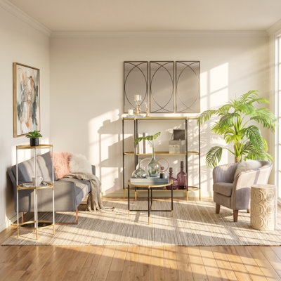 Mirrored Glass Top End Table