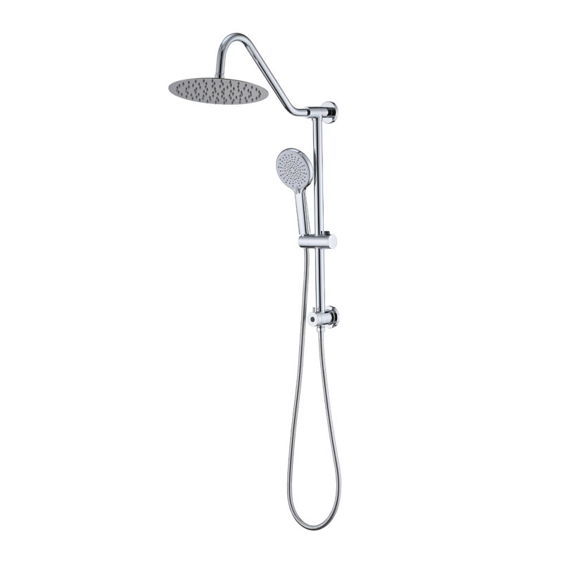 Shower System With 10" Rain Shower Head, 4 Function Adjustable Rain Dual Shower Head, Chrome