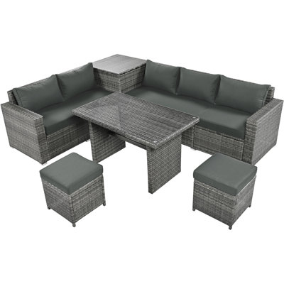 Ensemble de canapé modulaire d'extérieur en rotin de polyéthylène pour l'extérieur avec siège réglable 6 pièces