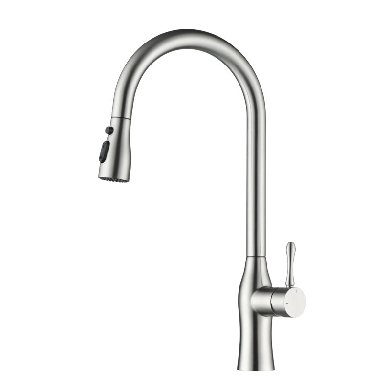 Façonnage de cuisine rétractable à poignée simple Nickel, Nickel brossé