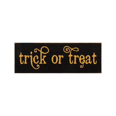 "astuce" ou "treat" , art textuel sur bois