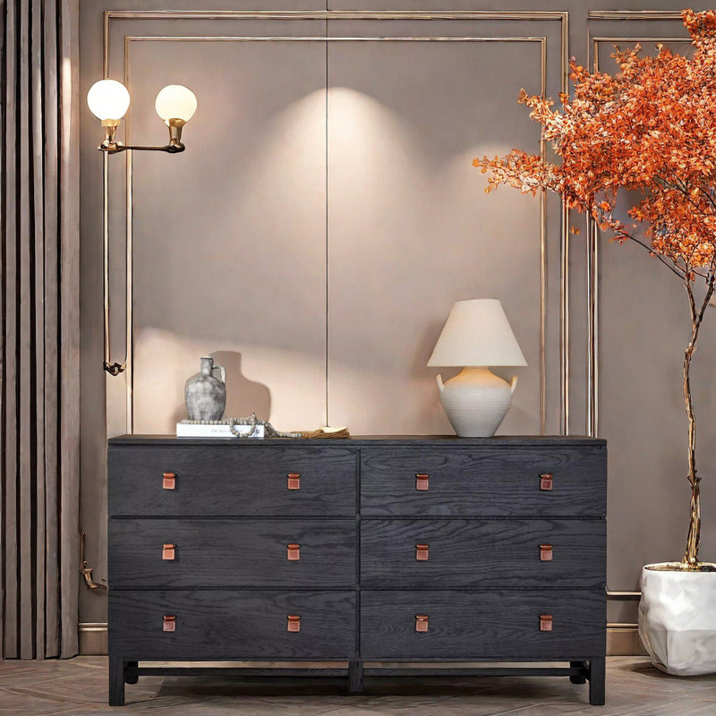 Commode d'appoint en bois massif Light Luxury