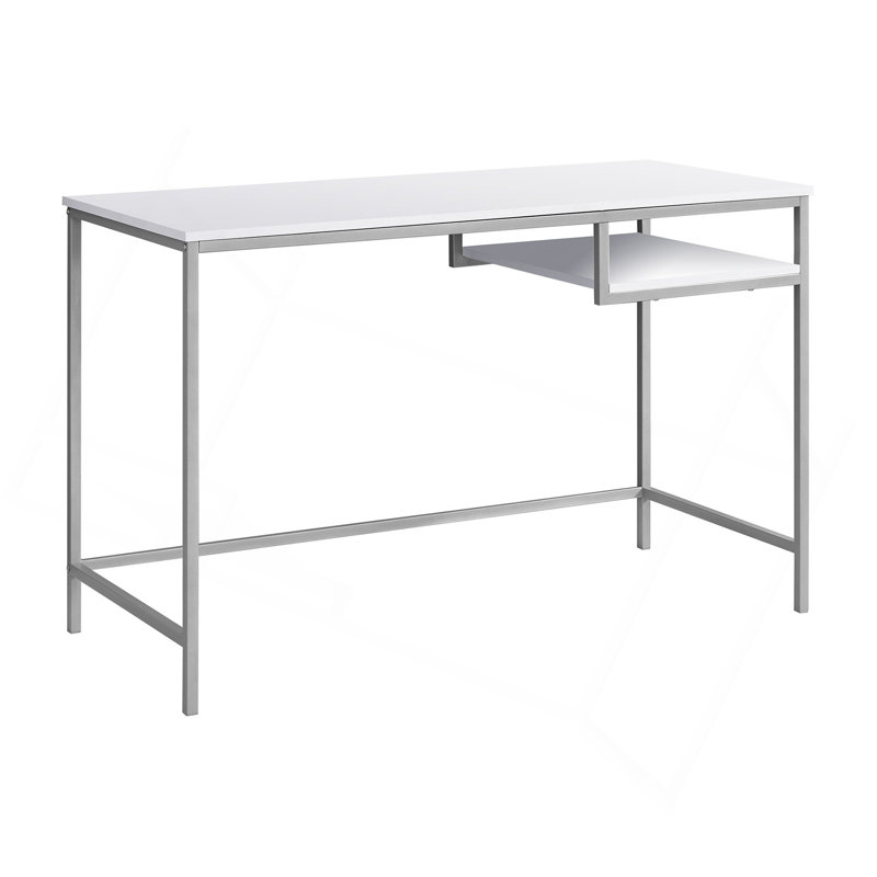 Bureau d'ordinateur, bureau personnel, ordinateur portable, L 48 po, travail, stratifié, métal, contemporain, Blanc