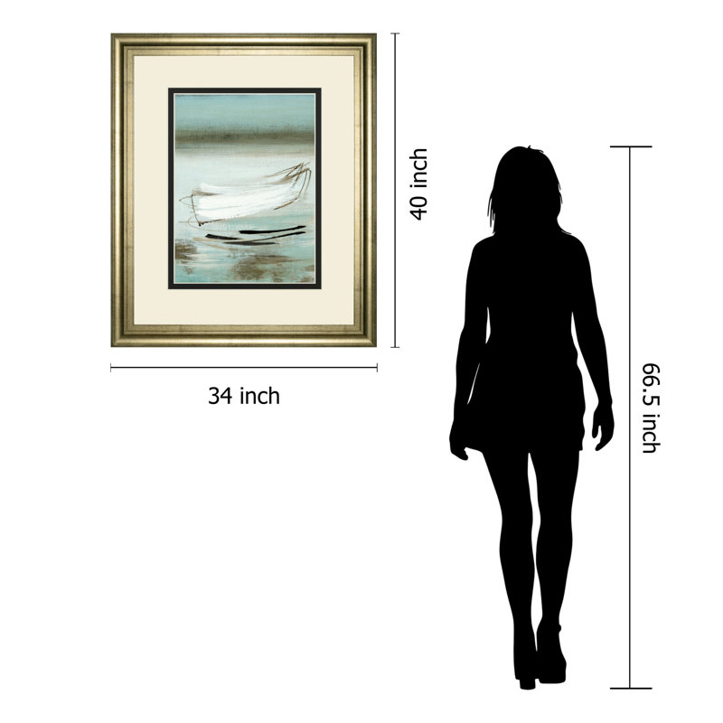 Art mural Serene Canoe - 34 po x 40 po - cadre doré