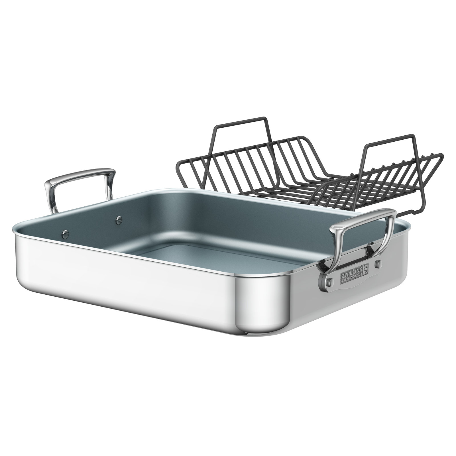 ZWILLING Polished Stainless Steel Ceramic Nonstick Roasting Pan, Mirror
