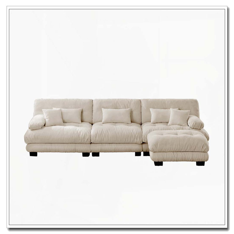 Canapé Cloud, canapé en chenille, Café léger + 3 sièges + 1 fauteuil