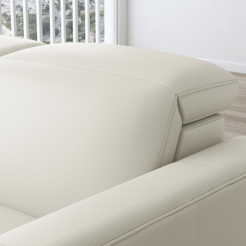 Celeste 5-Seat Power Reclining Sectional With Adjustable Headrests, Beige Leather