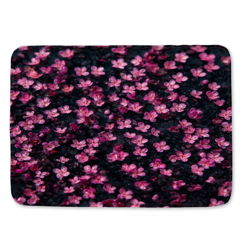 Pink Tiny Flowers Bath Mat, 24in W x 17in L