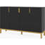 Buffet 59,74 "de luxe noir et or avec rangement et portes géométriques