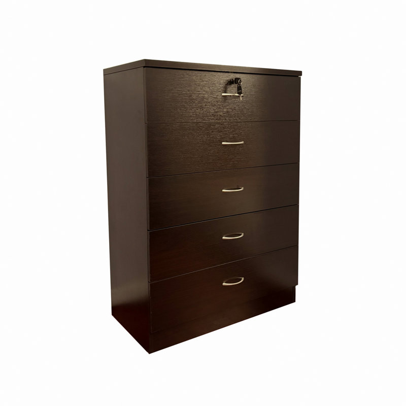 Commode avec tiroir supérieur verrouillable, coffre de rangement pour espace de vie, Espresso