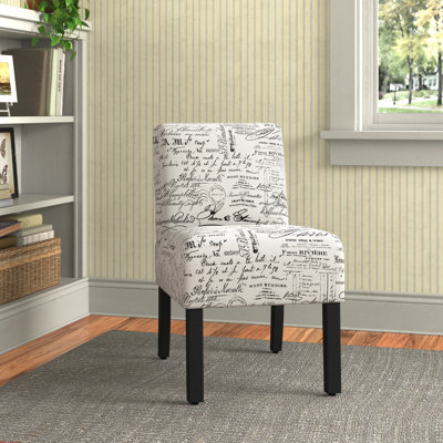 Akori Upholstered Accent Chair Modern Armless Chair with Solid Wood Legs Fabric Living Room Chair Thick Sponge Cushion Side Chair