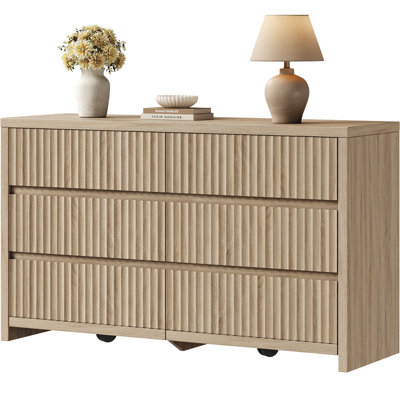 Allete 55.2"W Modern Fluted Panel 6-Drawer Dresser