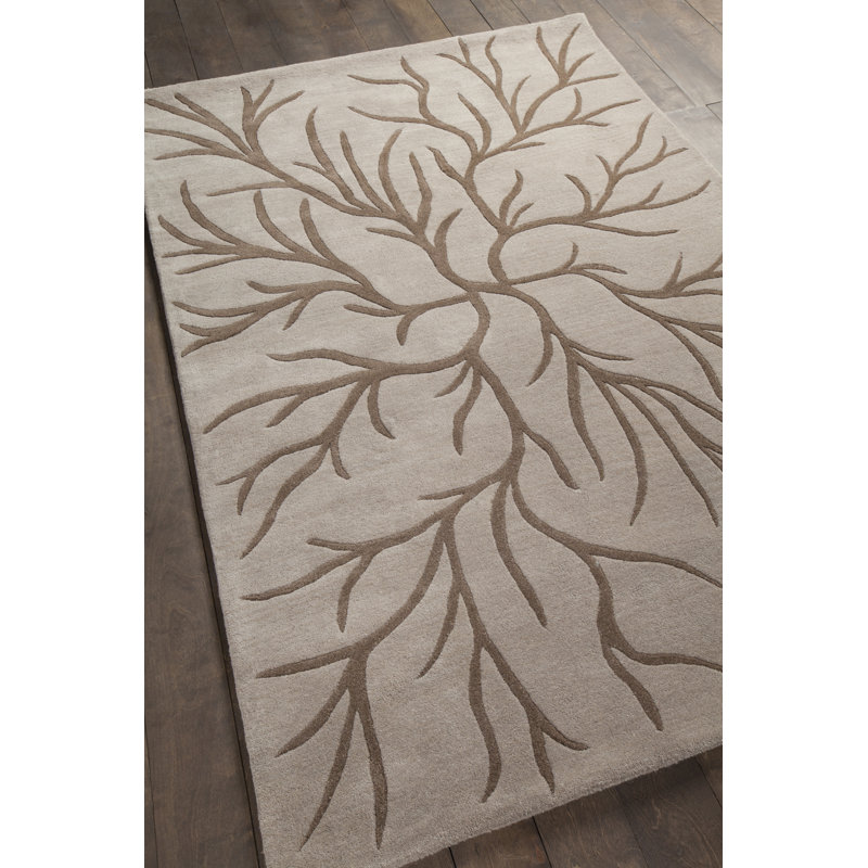 Tapis Hartsville touffeté à la main brun clair et brun chocolat moderne, 5 pi x 7 pi 6 po