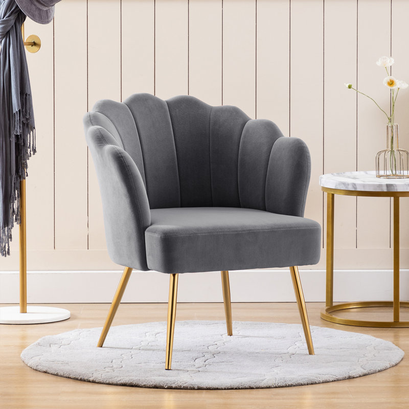 Fauteuil demi-tonneau 26,75 po, Velours gris