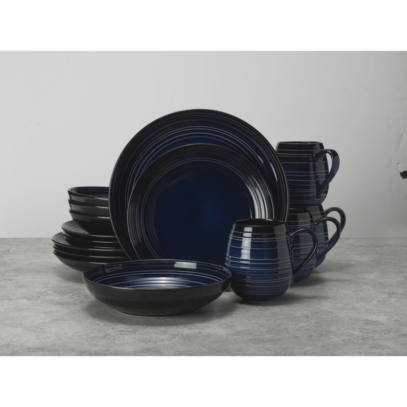 Service de table 16 pièces, service pour 4 Swirl Coupe, Dégradé cobalt