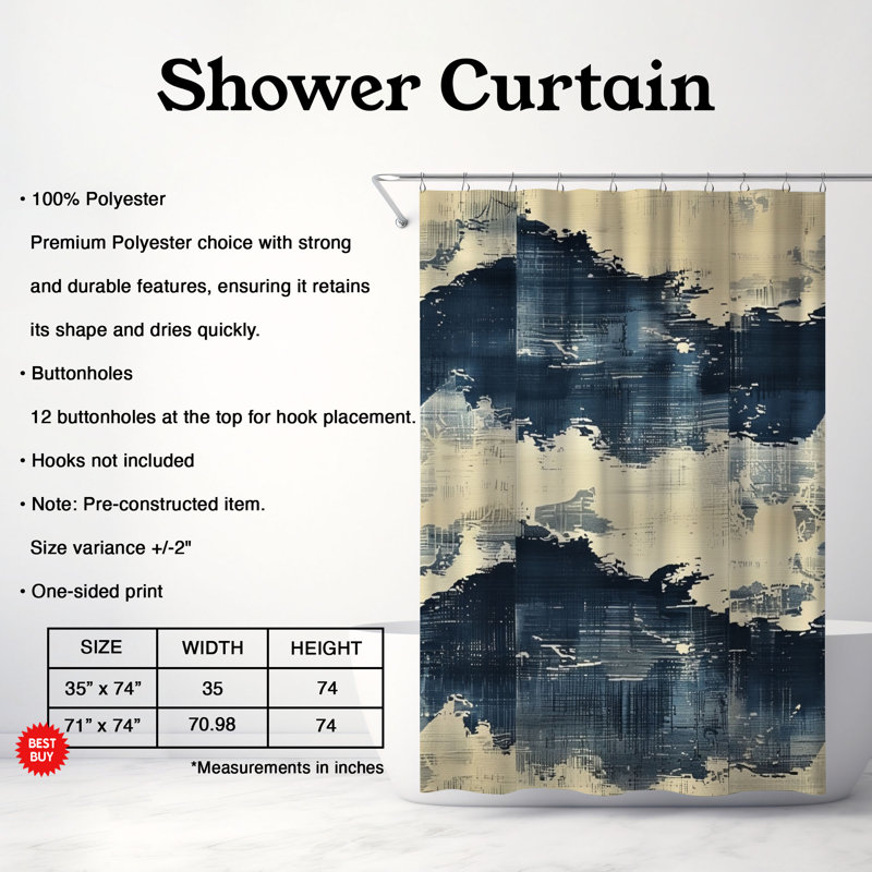 Blue Tints - Premium Shower Curtain, 74"H x 71"W