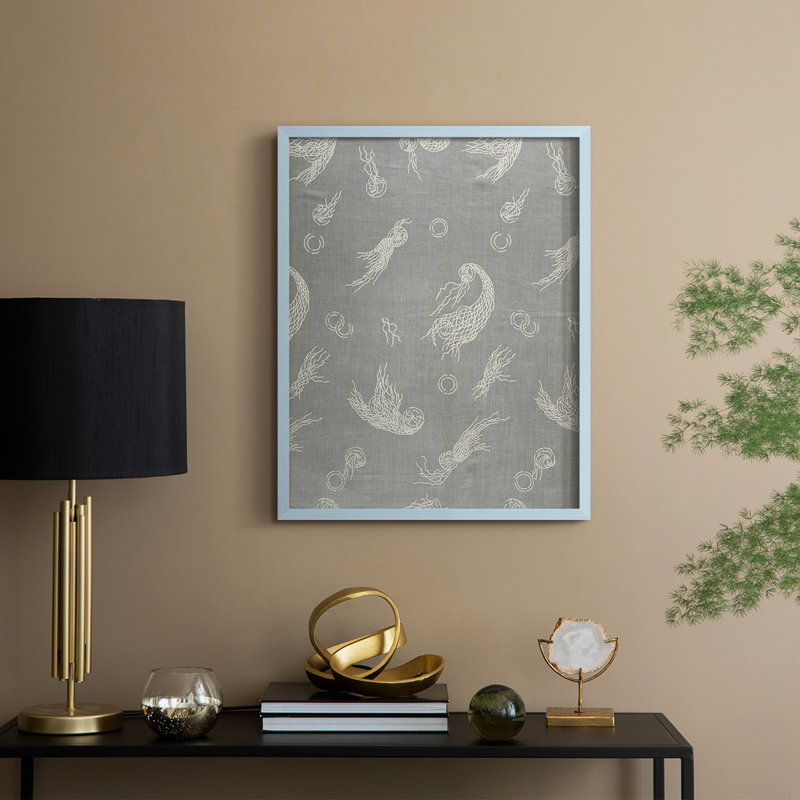 Vintage Abstract Print LXV Framed Print - Solid Wood, 11" H x 9" W, Blue