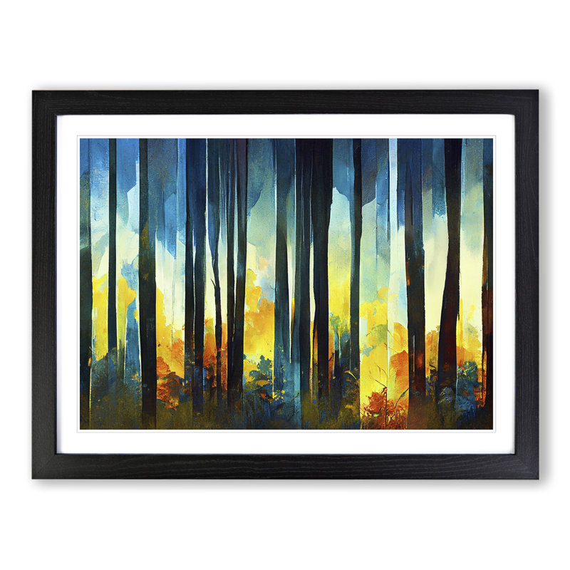 Ice Cool Abstract Forest Vol.5 - Single Picture Frame Painting, 46cm H x 64cm W x 2cm D, Black