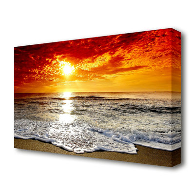 Seaside Sunset Ocean - Wrapped Canvas Print