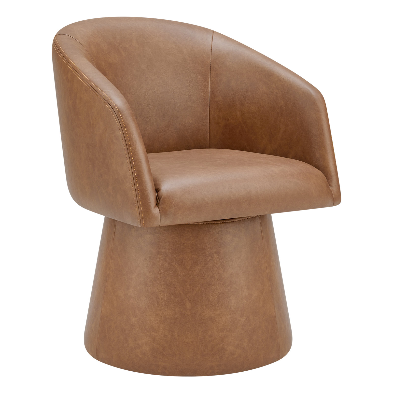 Kyo Swivel Linen Dining Armchair, Saddle Brown