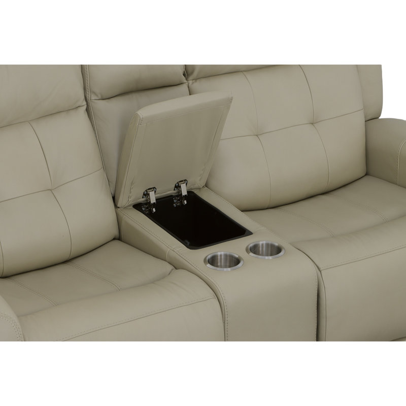 Grant 76" Leather Reclining Sofa, Ivory Genuine Leather