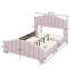 Ensemble de chambre à coucher 3 pièces avec lit plateforme et deux tables de chevet à trois tiroirs, cadre de lit tapissier avec tête de lit capitonnée à canal vertical-1002123976-1002123977