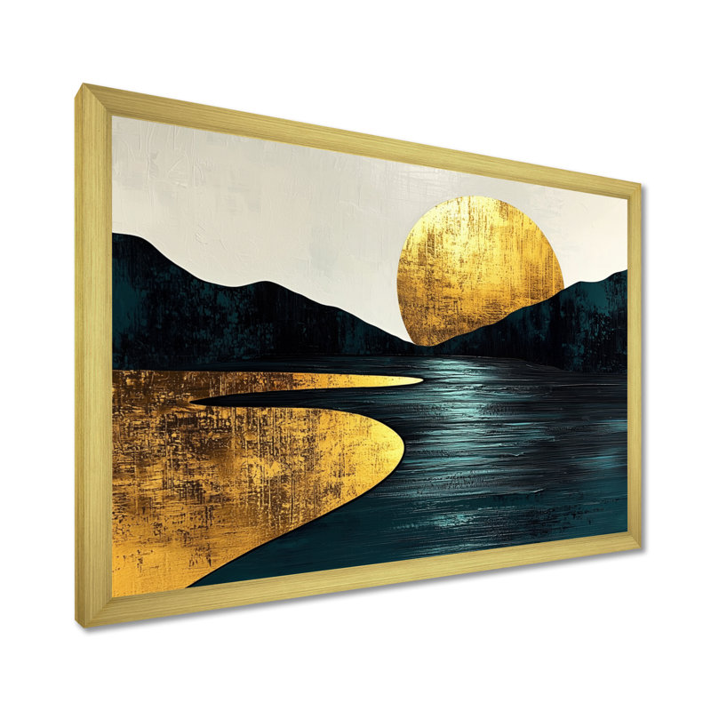 Randles Quiet Bold River in Emerald Gold Harmony II - Forest River Mountains, art mural, H 12 po x l 20 po, Doré