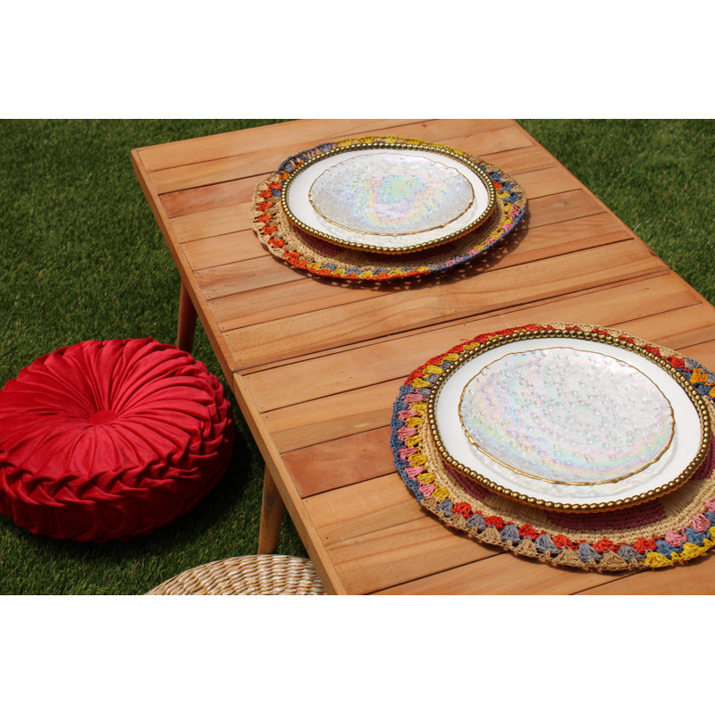 Napperon Daisy en raphia, napperons tissés naturels multicolores Boho, napperons de table
