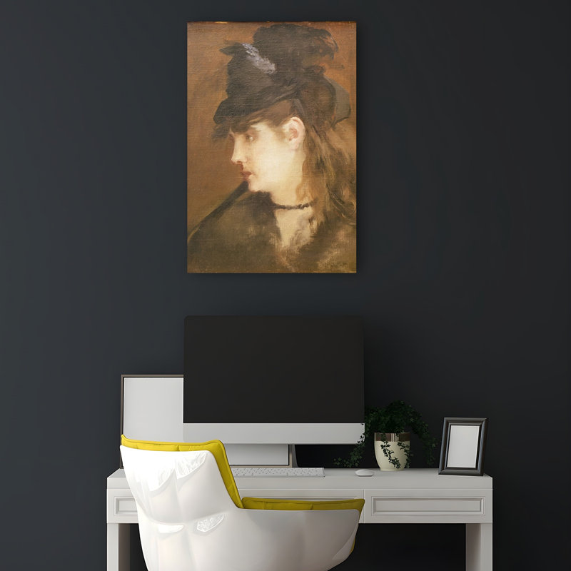 Berthe Morisot au chapeau noir, portrait abstrait contemporain impressionniste, estampe murale, H 18 po x l 12 po