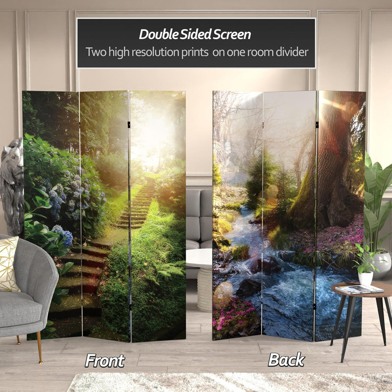 6 Ft. Tall Double Sided Stairway To Heaven Canvas Room Divider