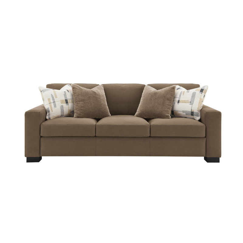 Darya Brown Suede Fabric Sofa W/4 Pillows