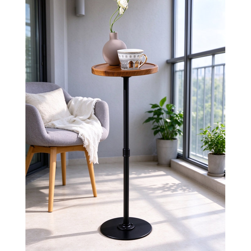 Round Brown Tall Small Side Table