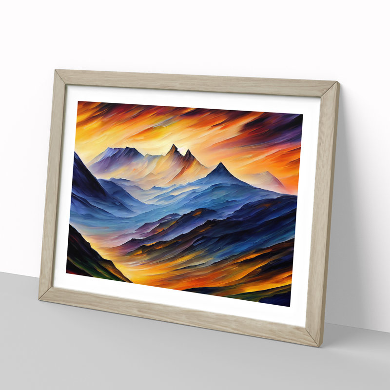 Mountain View Vol.2 Abstract - Framed Print, 25cm H x 34cm W x 2cm D, Oak Framed