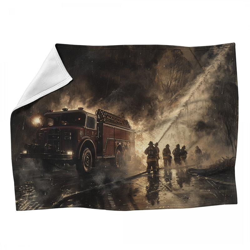 Jeté en molleton Firefighters - Jetés d'action pour canapés ou lits, L 60 po x L 80 po