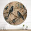 Four Vintage Blue Birds On A Branch IV - Unframed Print on Wood-1087897121