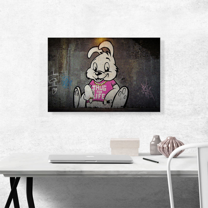 «Thug for Life Bunny» par Banksy, reproduction d'art sur toile tendue, H 18 po x l 26 po x P 1,5 po