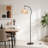 18.5" Arc Floor Lamp With Fabric Shade (Include 1 Warm White Bulb, Not Dimmable)